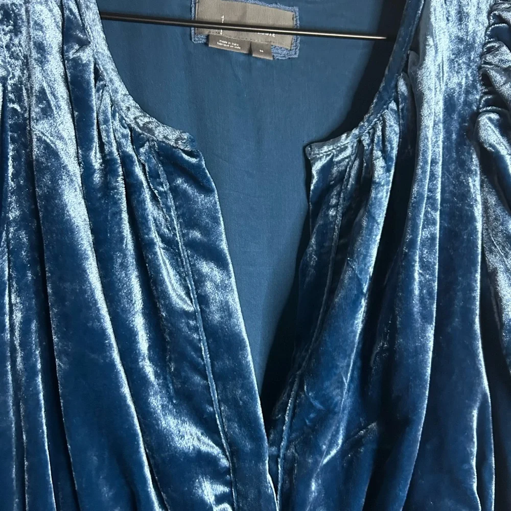 Anthropologie Somerset Blue Velvet Mini Dress Size M - Picture 11 of 16